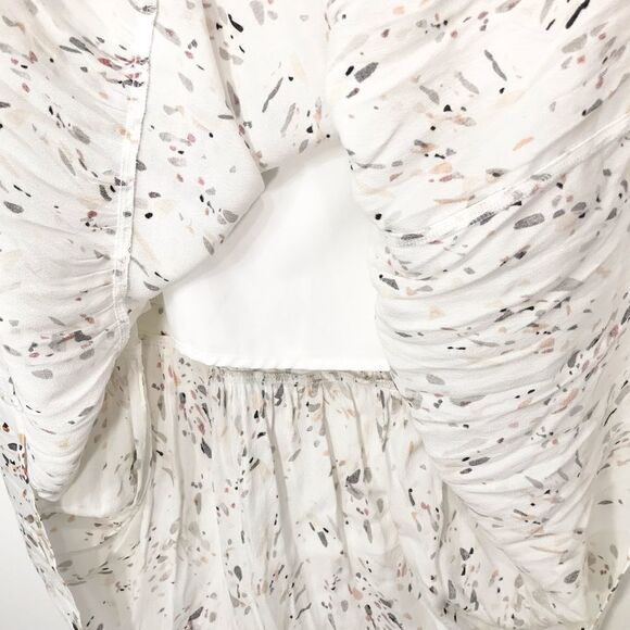 A New Day White Earth Tone Splatter Print Long Sleeve Ruffle Hem Dress NEW - Picture 12 of 16
